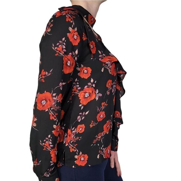 Lipslide Black Floral Neck Choker Long Sleeve Top - Picture 3 of 7